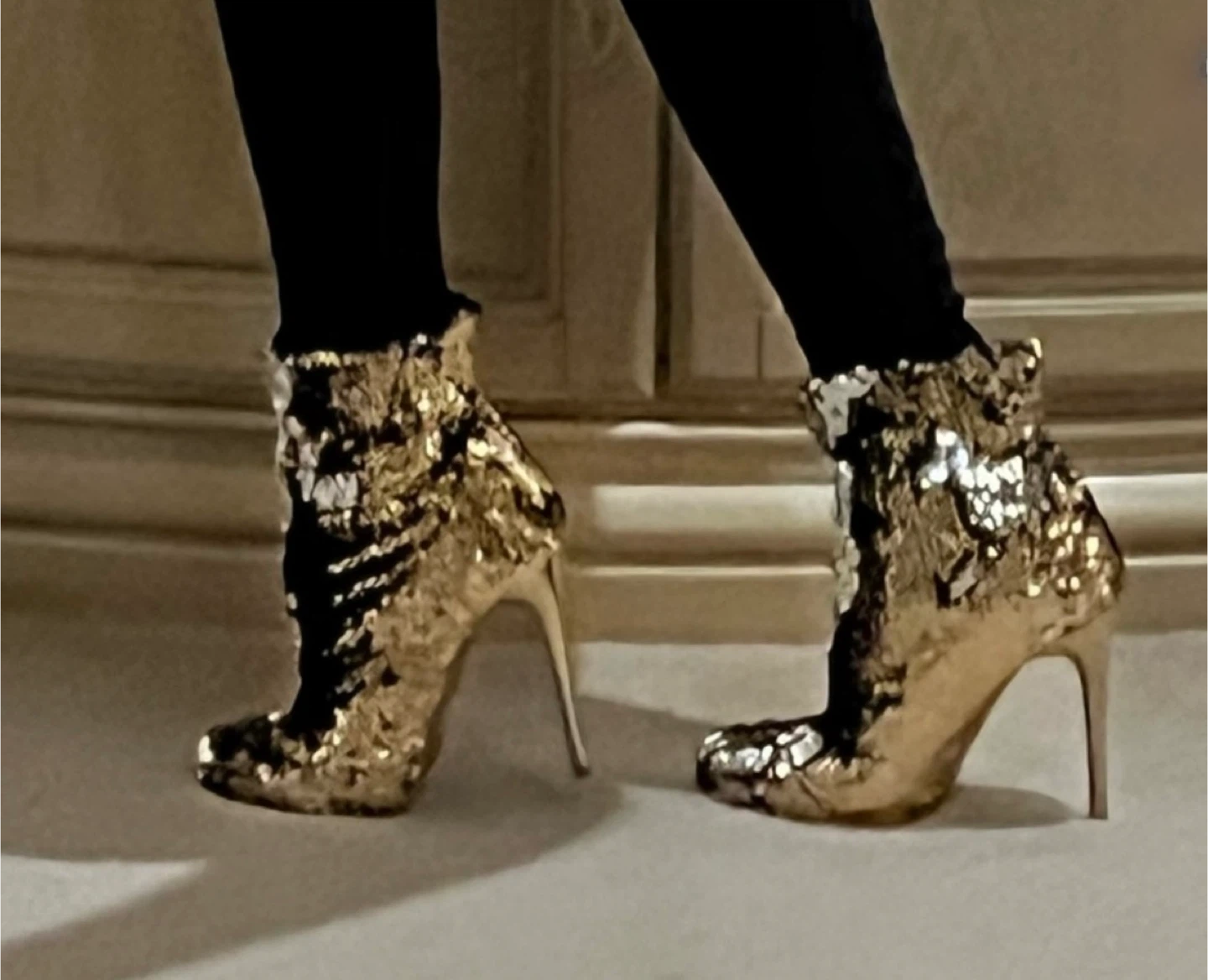 Wild Diva Gold & Silver Sequin Ankle Boots with Stiletto Heels - photo 5
