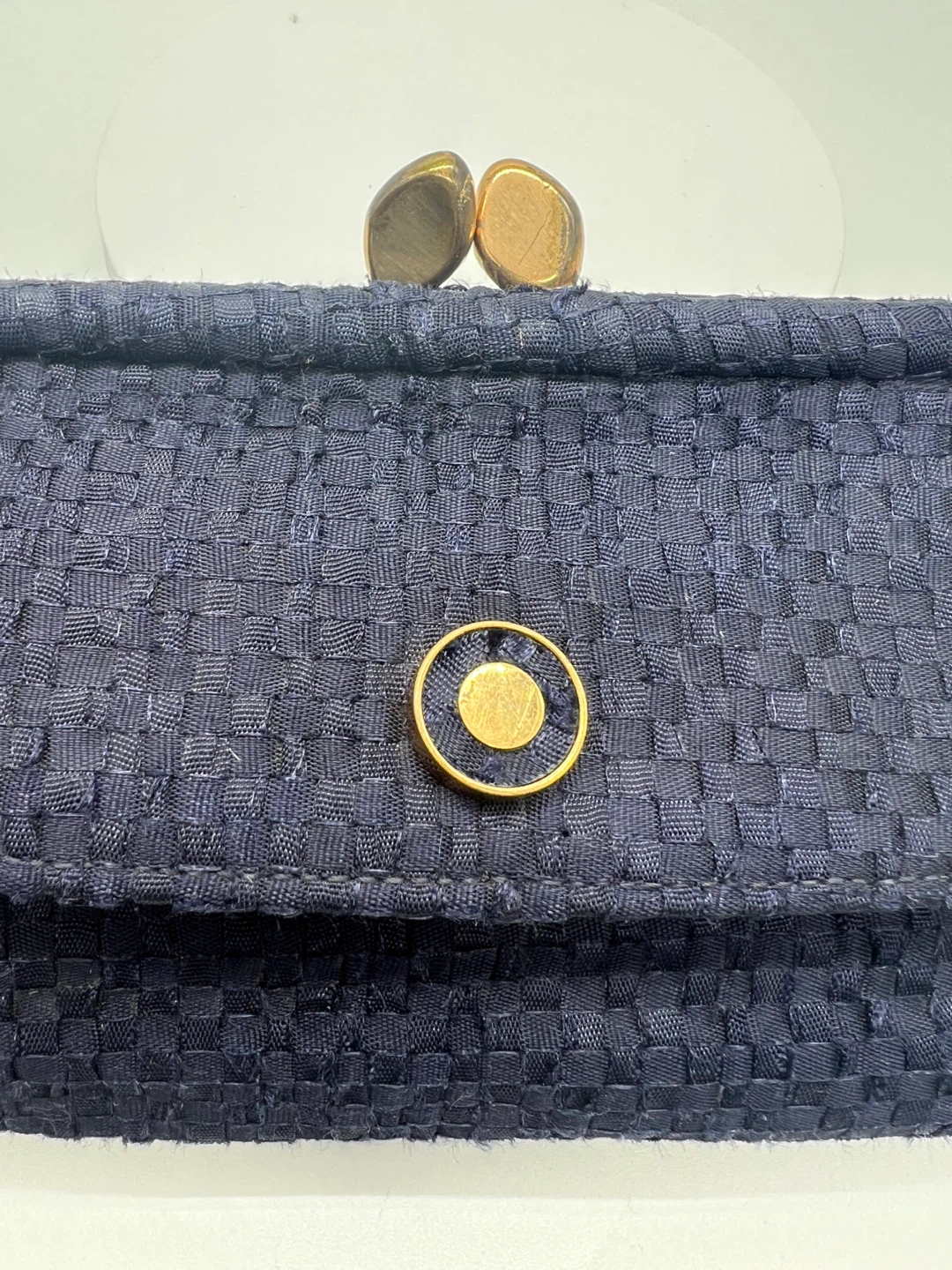 BOBBIE JEROME VINTAGE 1950s Midnight Blue Woven Fabric Clutch - photo 2