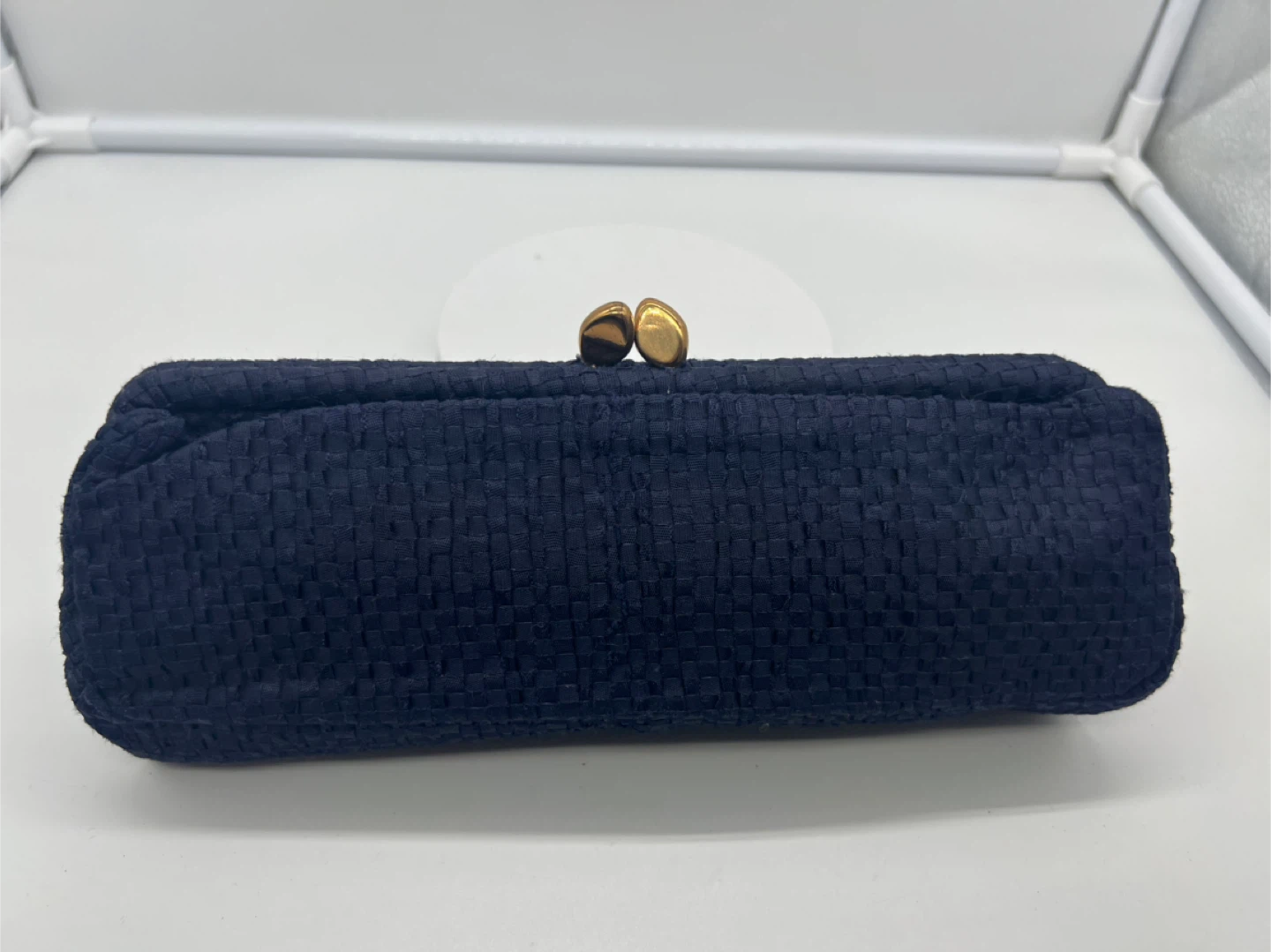 BOBBIE JEROME VINTAGE 1950s Midnight Blue Woven Fabric Clutch - photo 3
