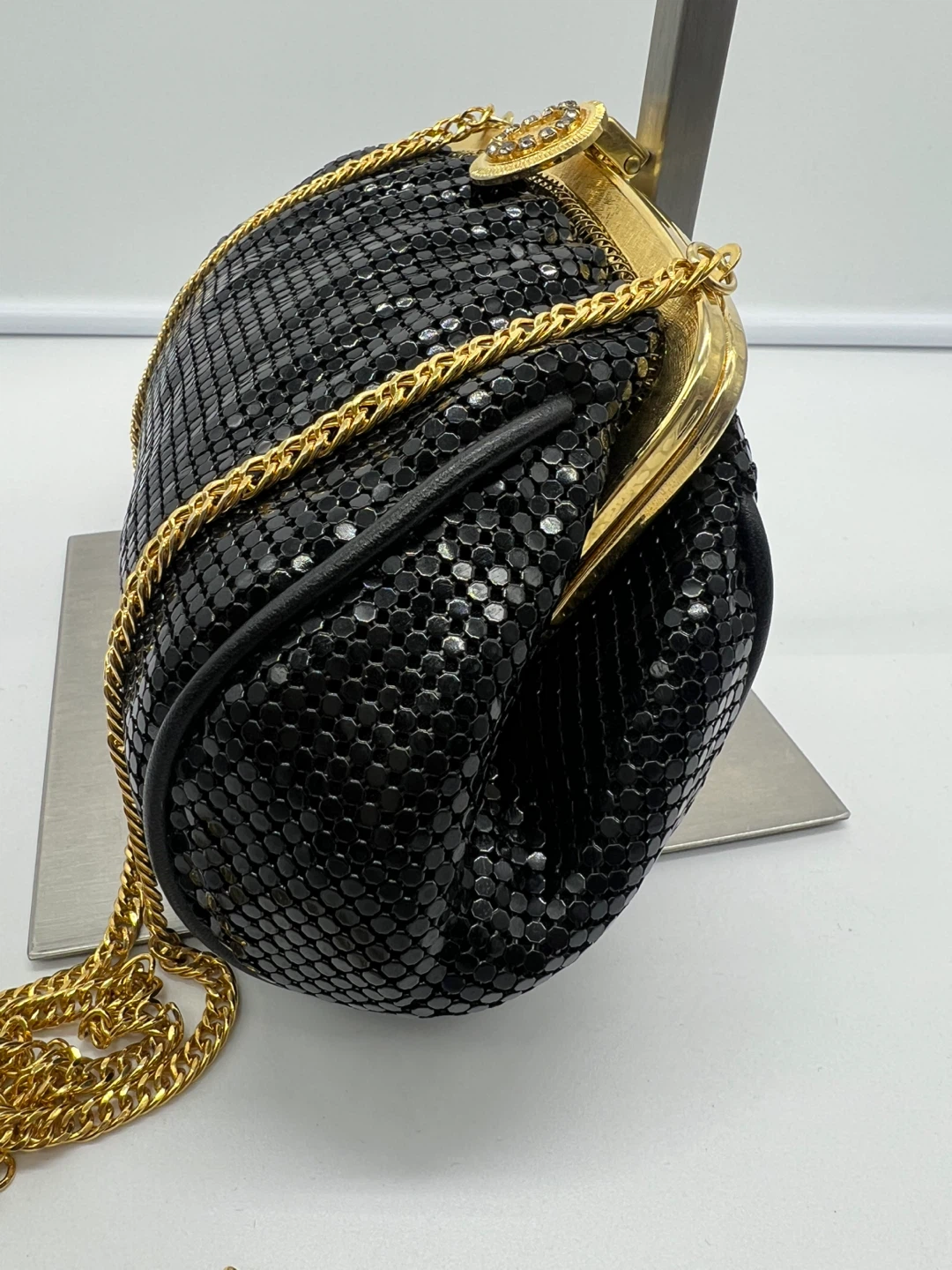 WHITING AND DAVIS Vintage Black Chainmail Evening Party Cocktail - photo 4