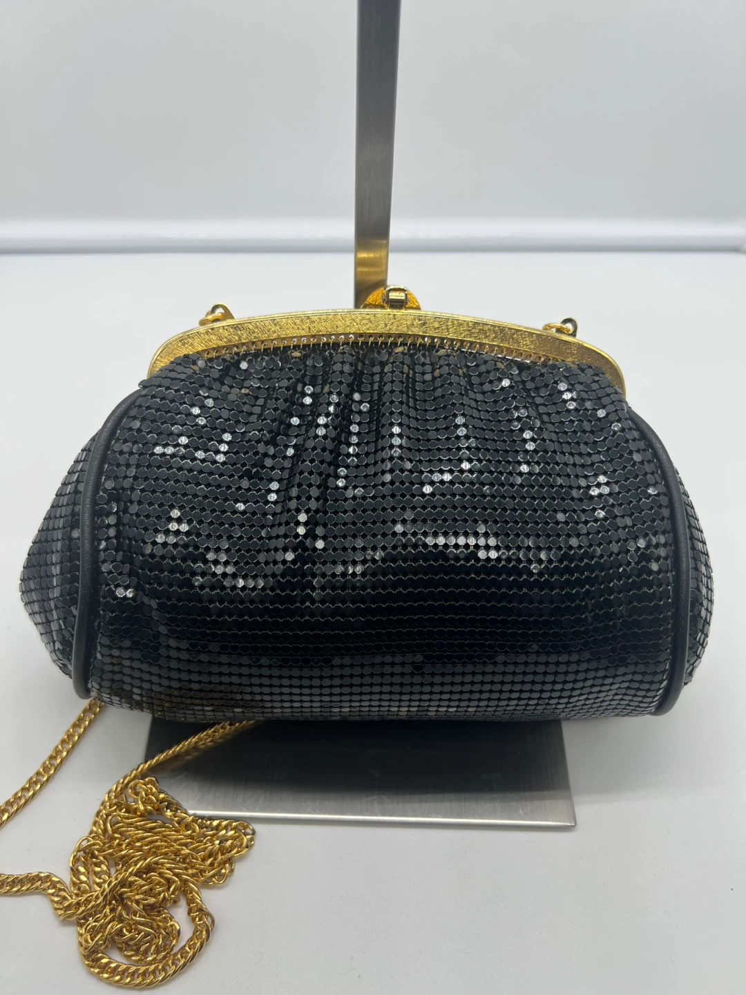 WHITING AND DAVIS Vintage Black Chainmail Evening Party Cocktail - photo 5