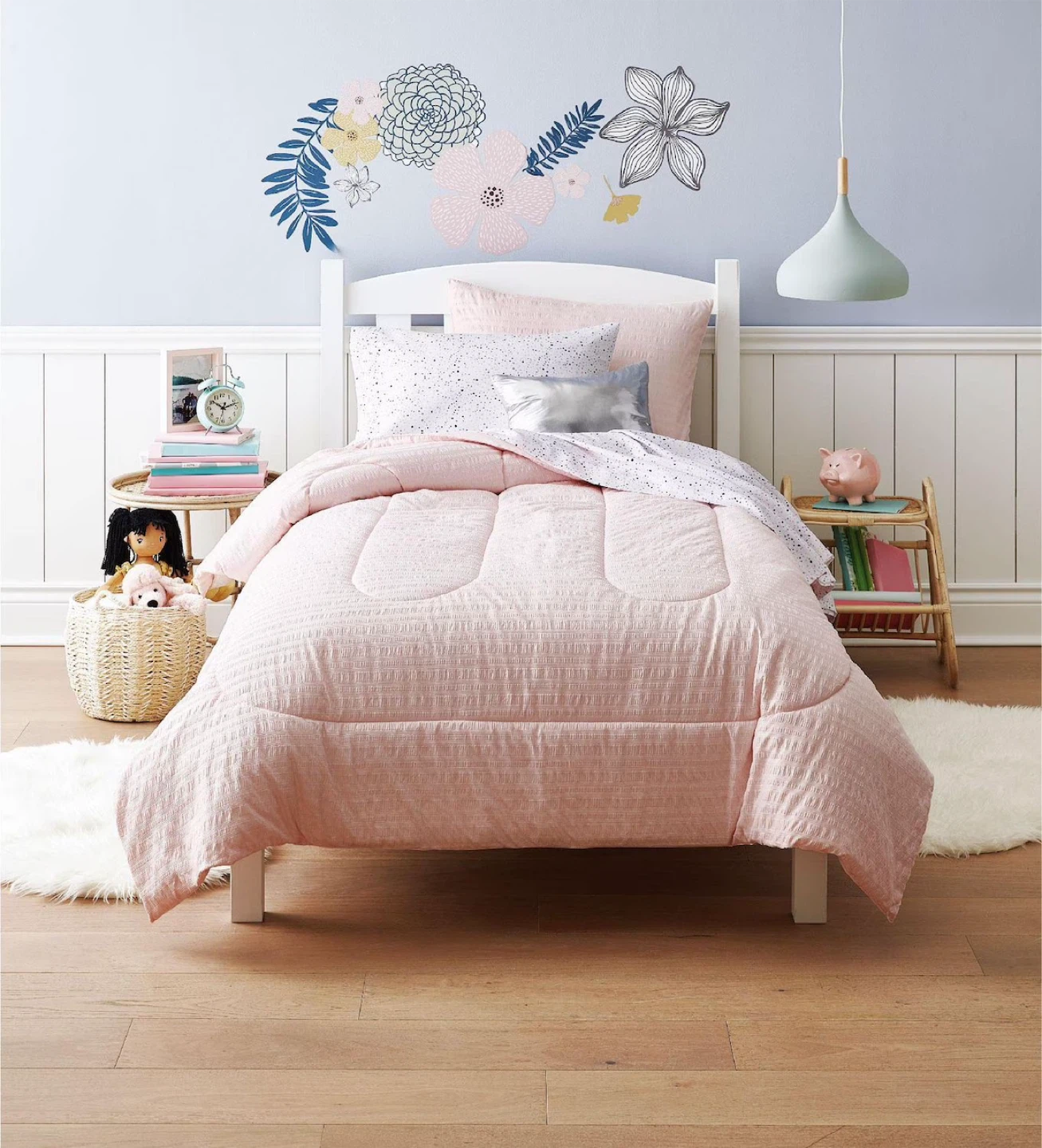 Kids Pink Textured Comforter Set