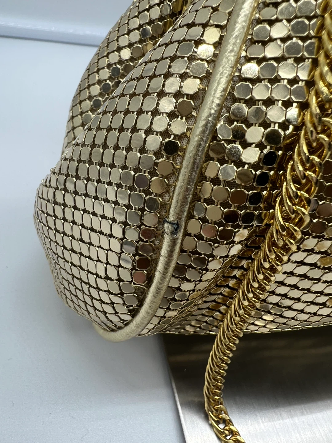 WHITING AND DAVIS Vintage Gold Chainmail Cocktail Evening Clutch - photo 3