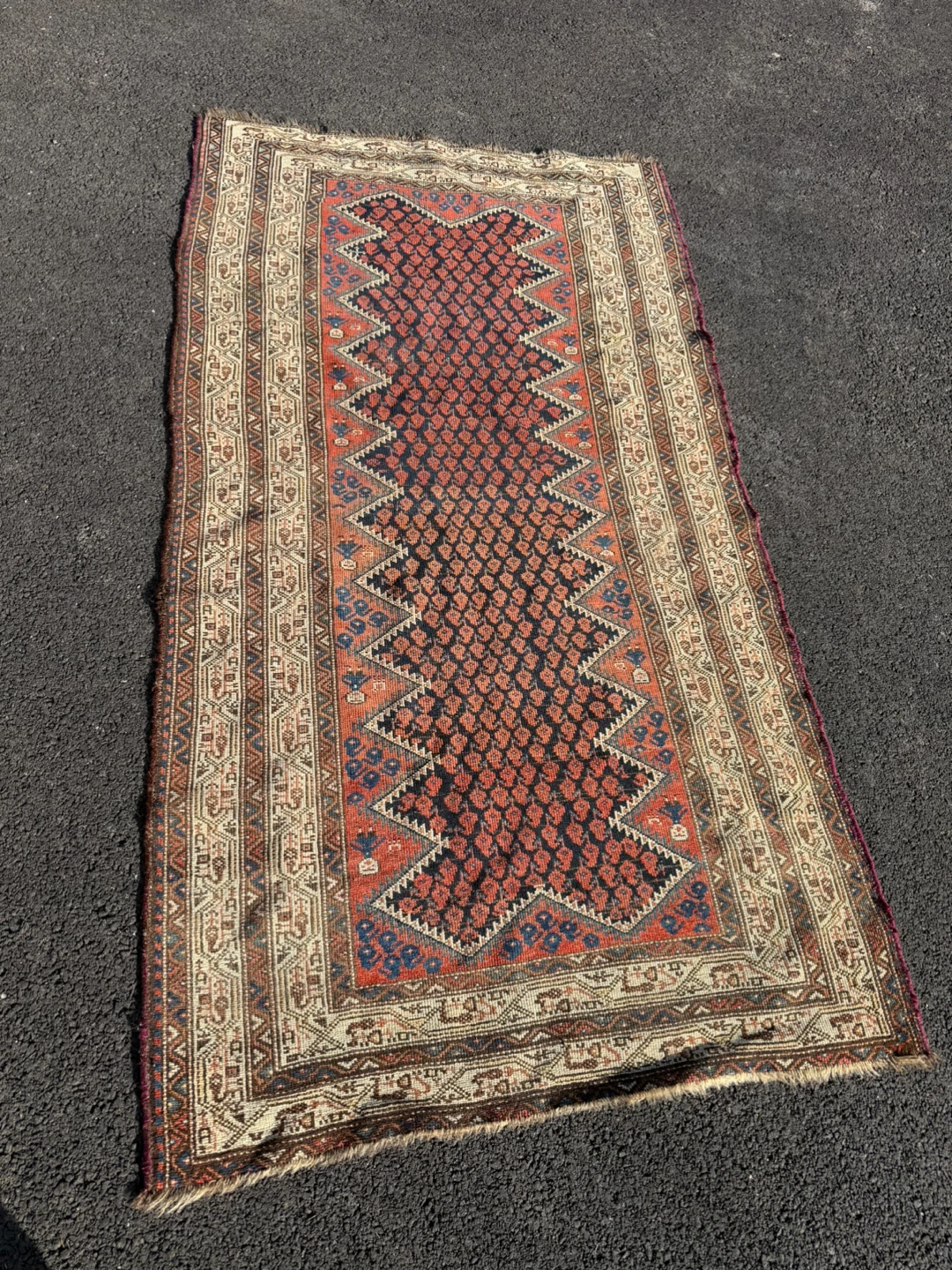 Vintage Caucasian Tribal Rug Runner Hand Knotted Wool Primitive