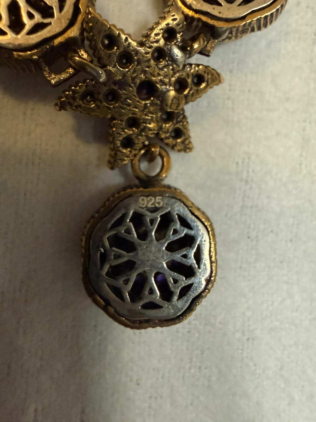 Sterling Silver 925 Necklace with purple and clear stones - photo 3