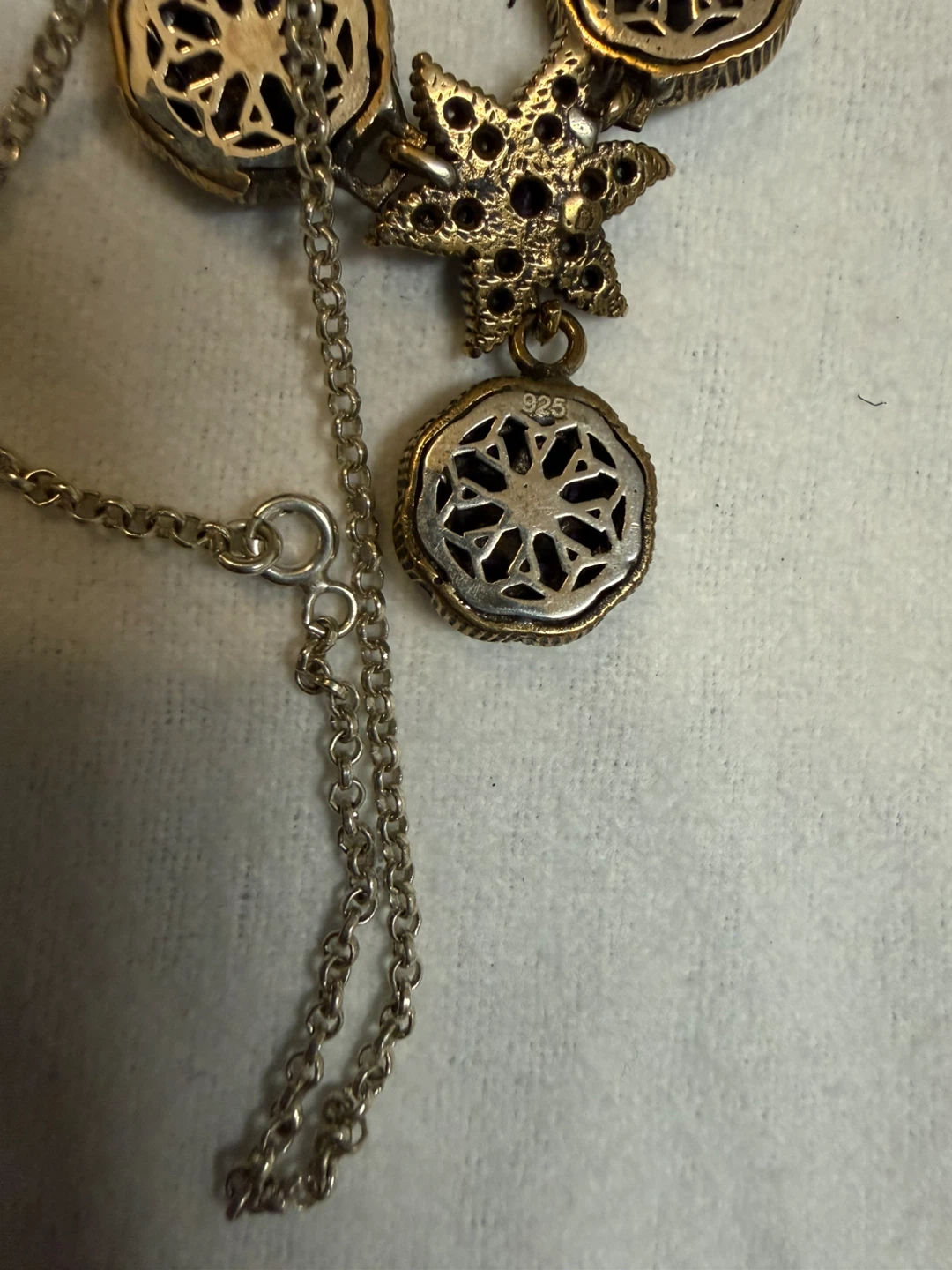 Sterling Silver 925 Necklace with purple and clear stones - photo 4
