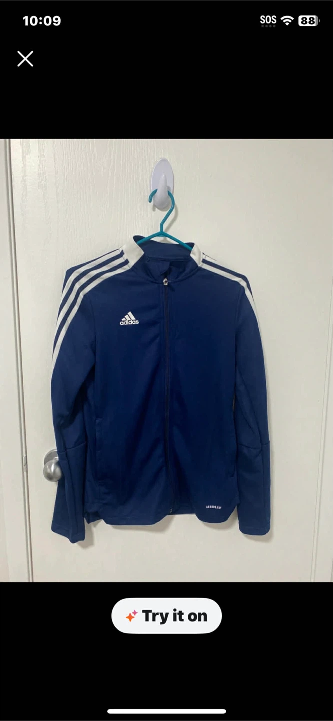 Adidas Track Jacket Navy Blue with White Stripes