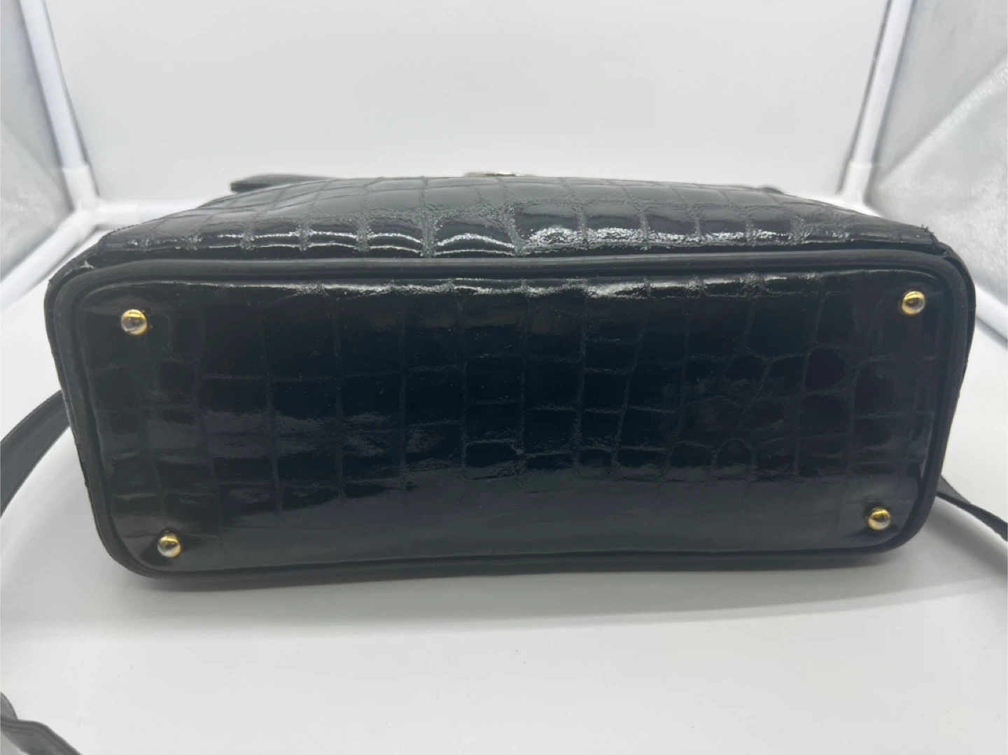 DUE FRATELLI VINTAGE Black Croc Embossed Leather Crossbody Bag - photo 5