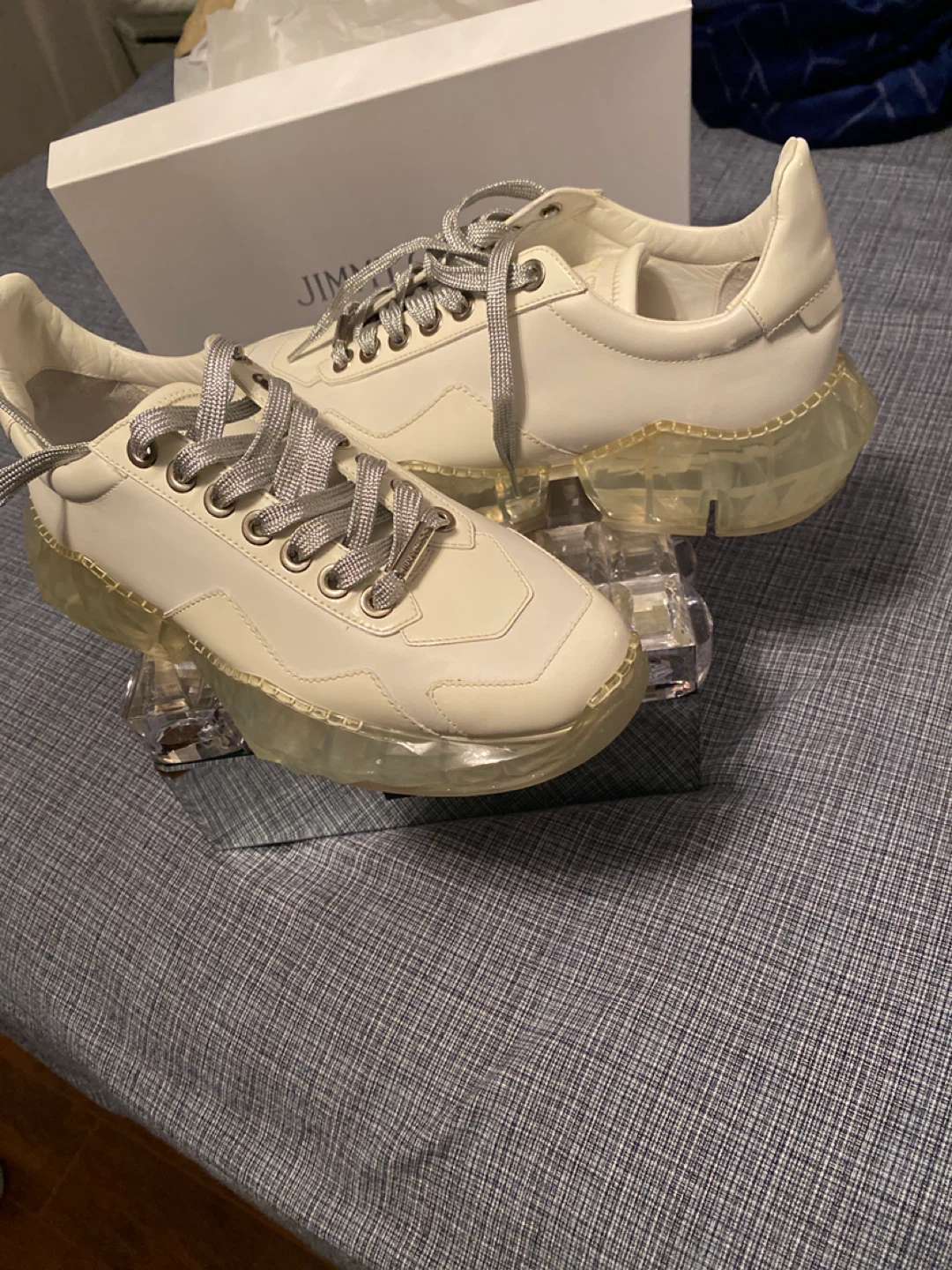 Jimmy Choo White Leather Sneakers with Clear Soles - photo 3