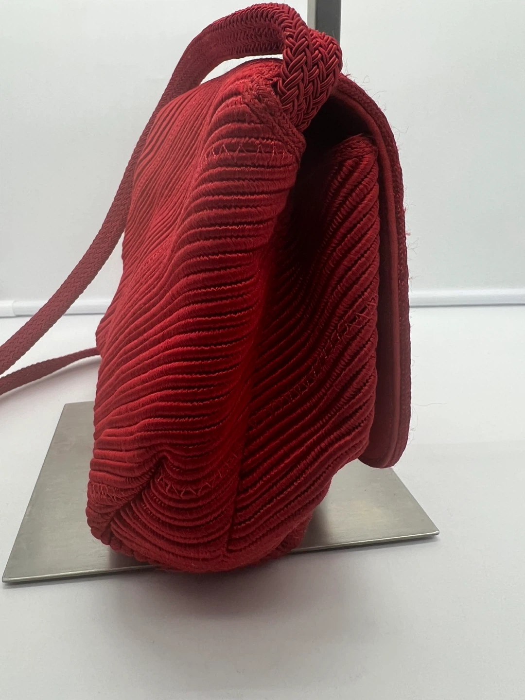 DE VECCHI VINTAGE Red Woven Fabric Small Crossbody Bag - photo 4
