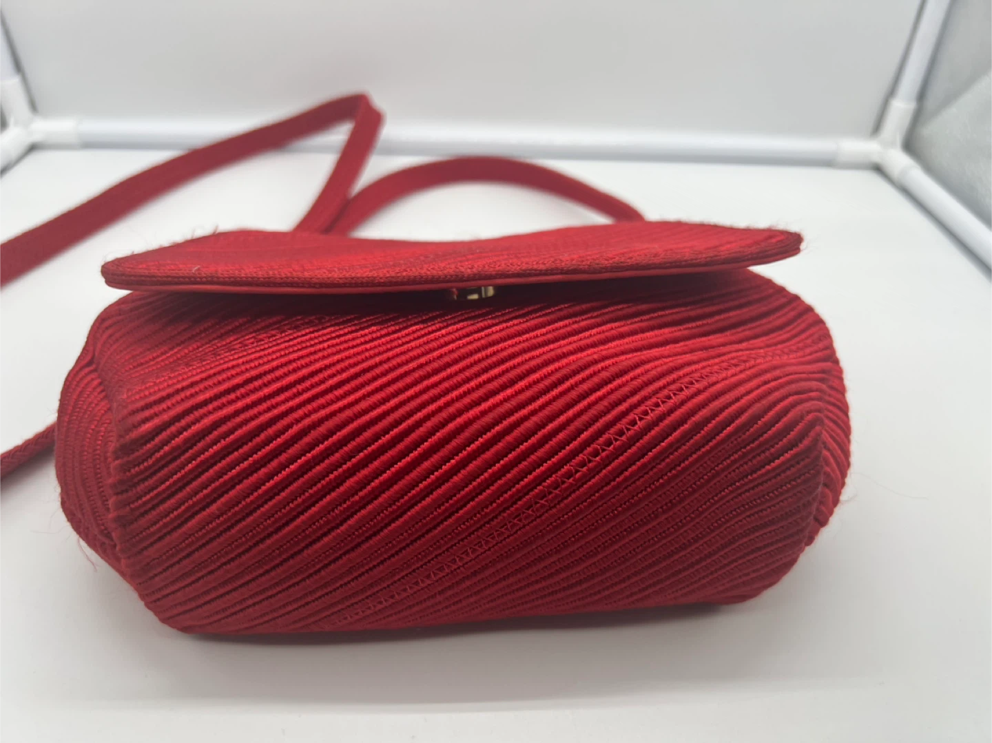DE VECCHI VINTAGE Red Woven Fabric Small Crossbody Bag - photo 5