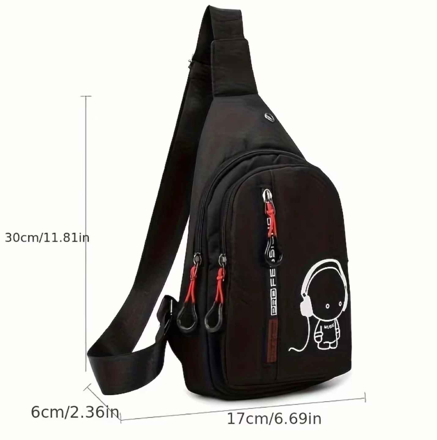 Black Sling Bag with Cute Cartoon Design - photo 3
