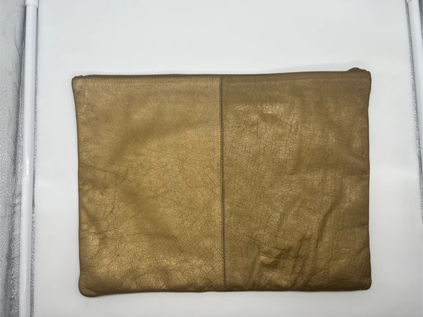 KENNETH COLE NY Bronze Leather Oversized Clutch Unisex - photo 4