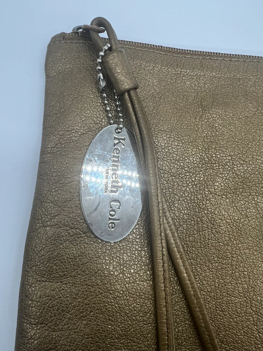 KENNETH COLE NY Bronze Leather Oversized Clutch Unisex - photo 3