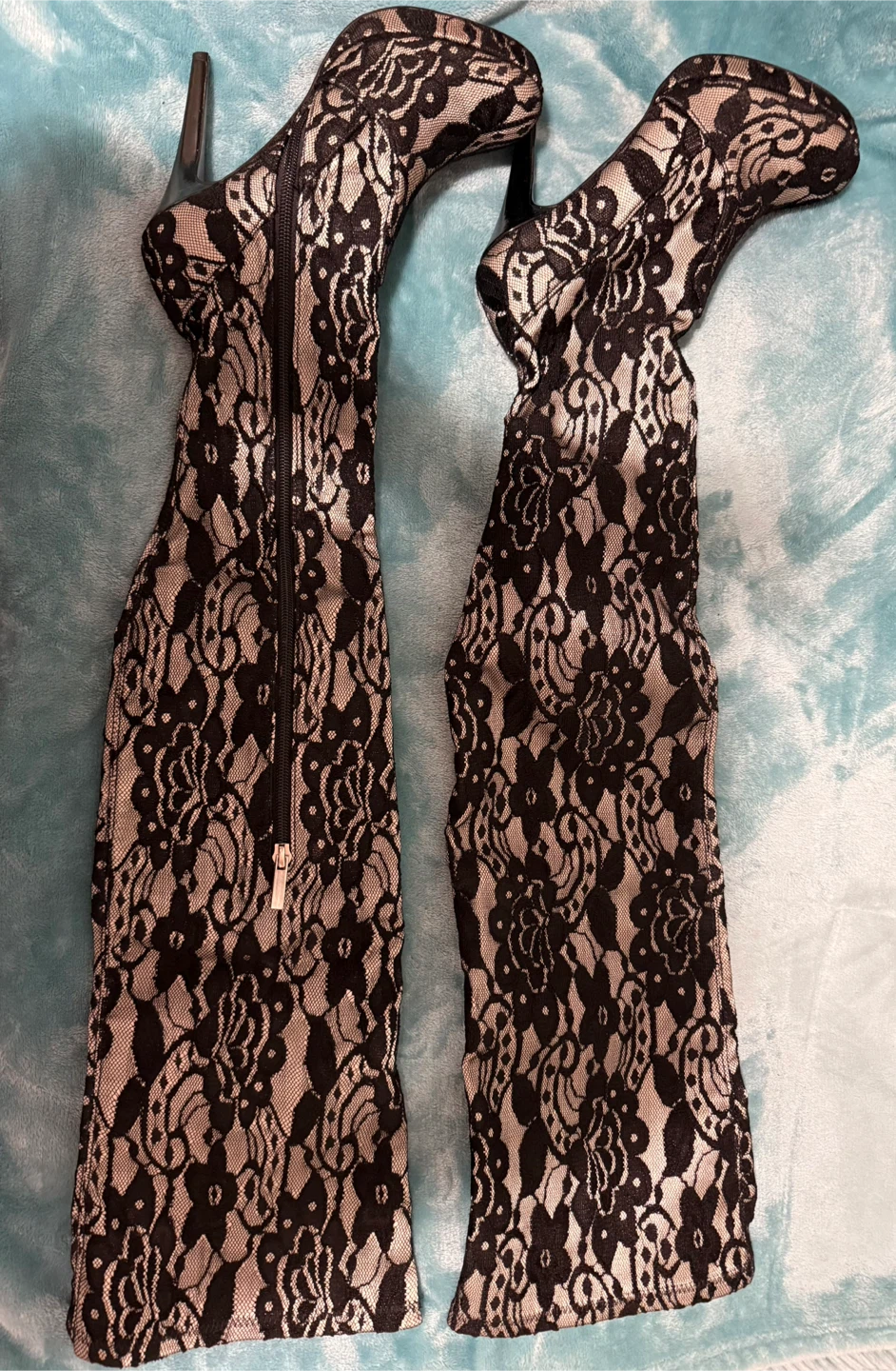 COLIN STUART Victoria's Secret Black Lace Thigh-High Boots - photo 2