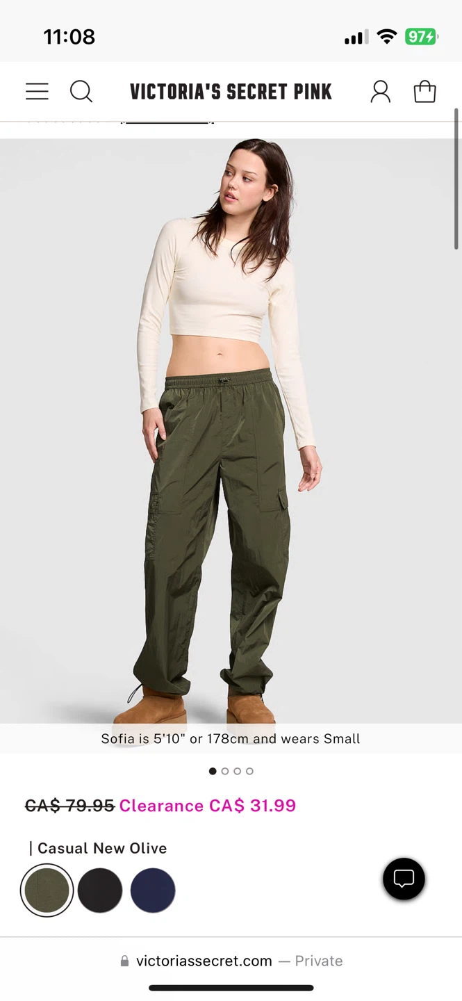 New green parachute pants from pink