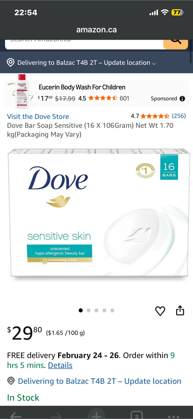 Dove Sensitive Skin Bar Soap, 16 Bars - photo 2