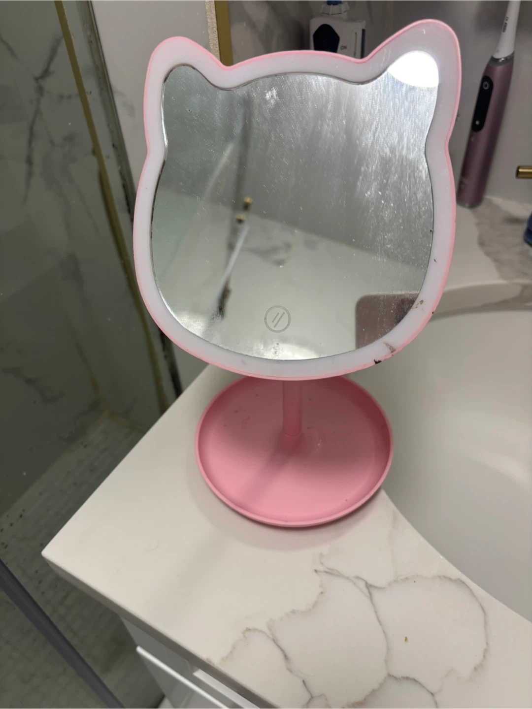Pink Cat Shape LED Makeup Mirror