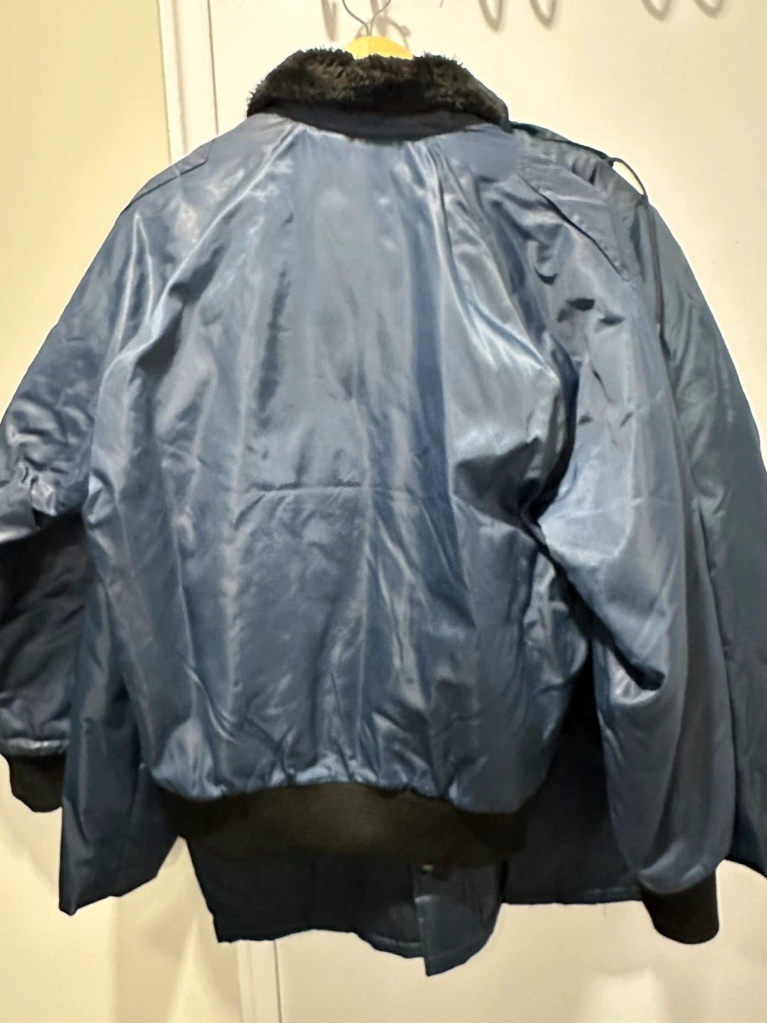 Blue Bomber Jacket with Faux Fur Collar - photo 2