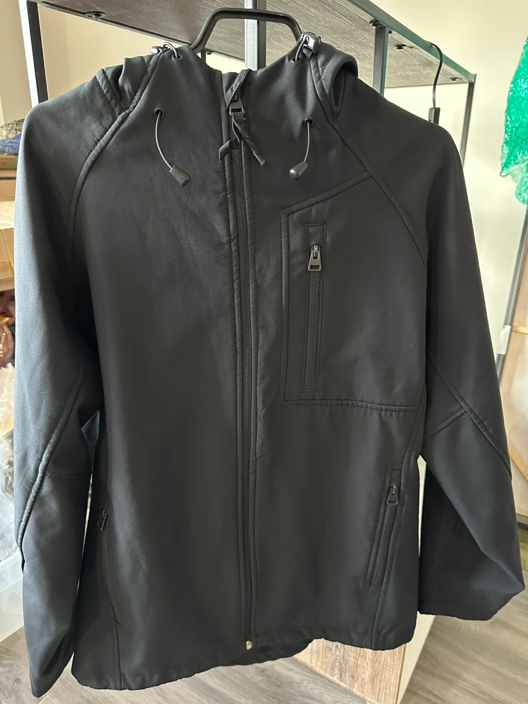 Black Hooded Softshell Jacket