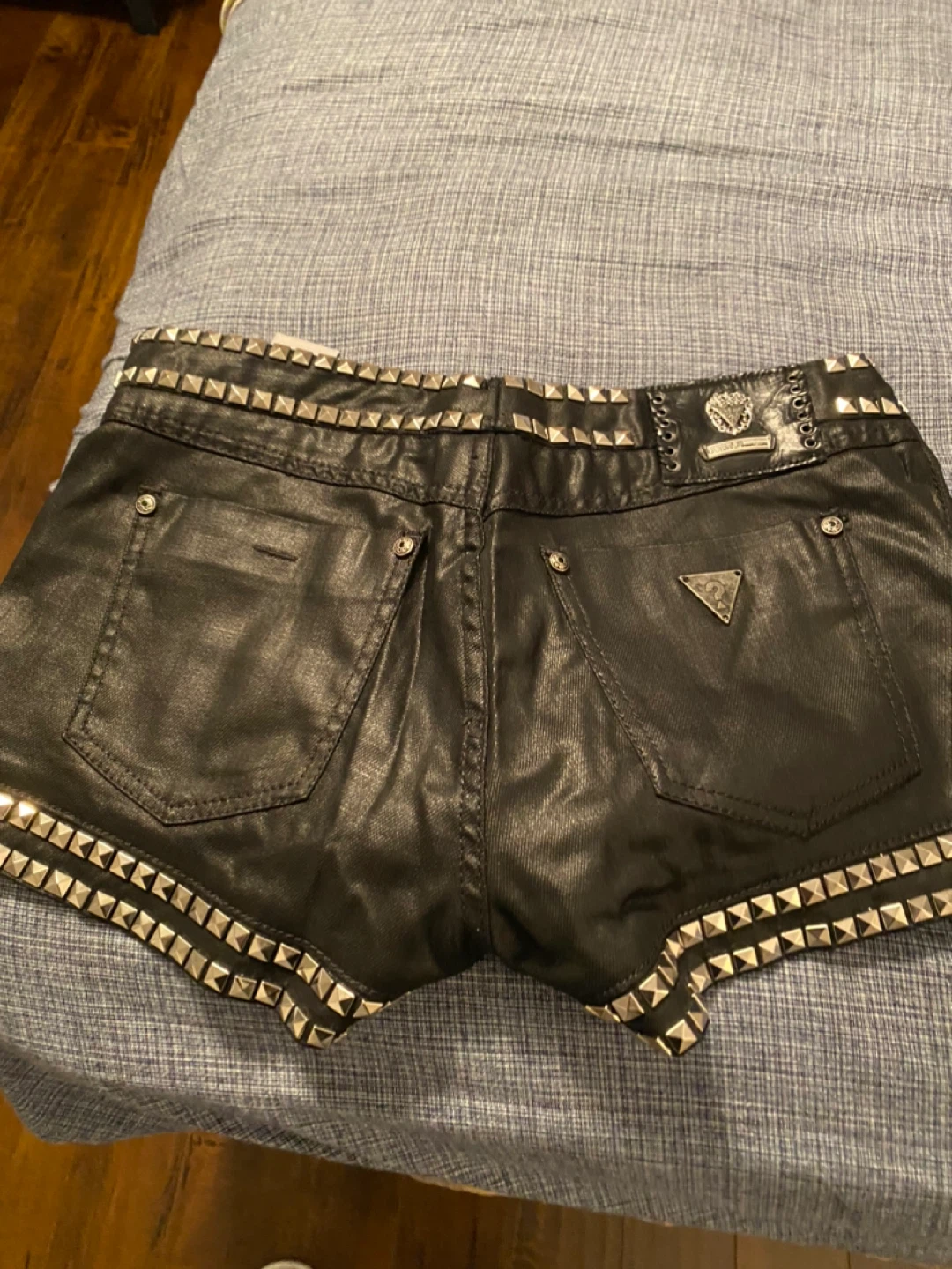Guess Studded Black Faux Leather Shorts - photo 2