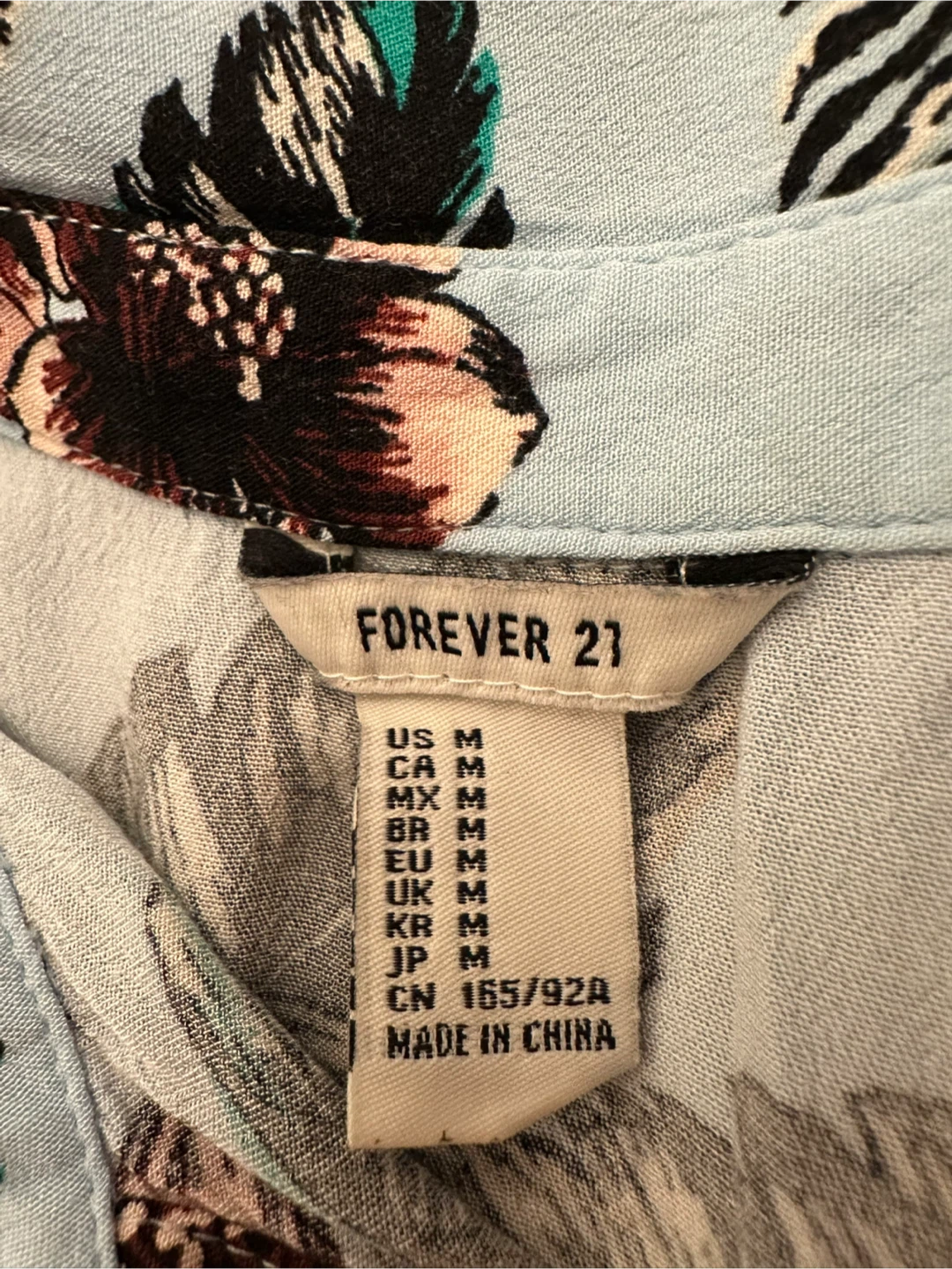 Forever 21 Light Blue Floral Short Sleeve Button Up Shirt - photo 4