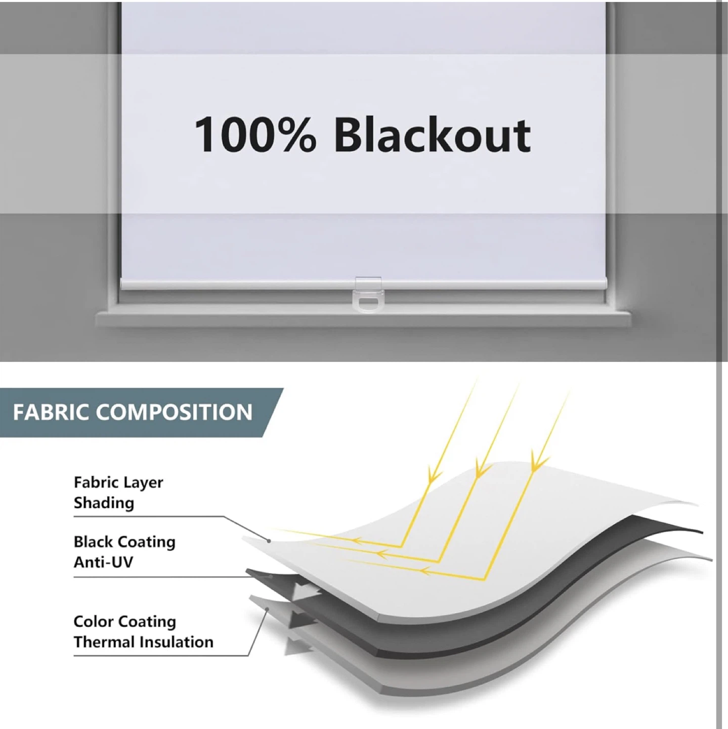 White 100% Blackout Roller Blind Shade - 23" x 72" - photo 5