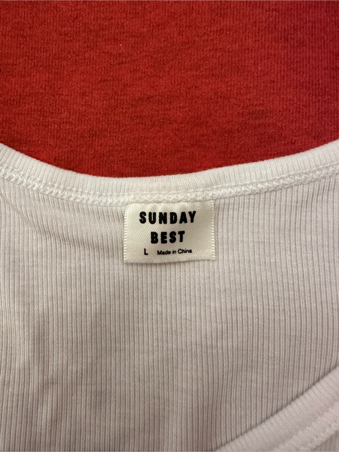 Sunday Best (Aritzia) White Ribbed Tank Top - Size L - photo 3