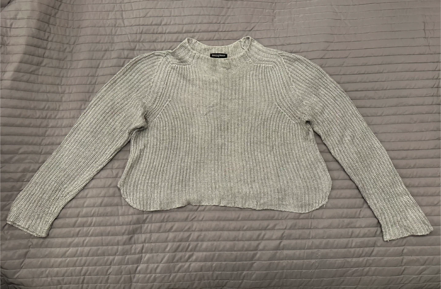American Apparel Grey Cropped Knit Sweater - Size M