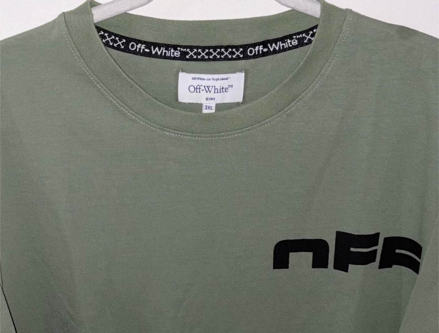 Off-White "WHITE" T-Shirt - Olive Green - Size 3XL