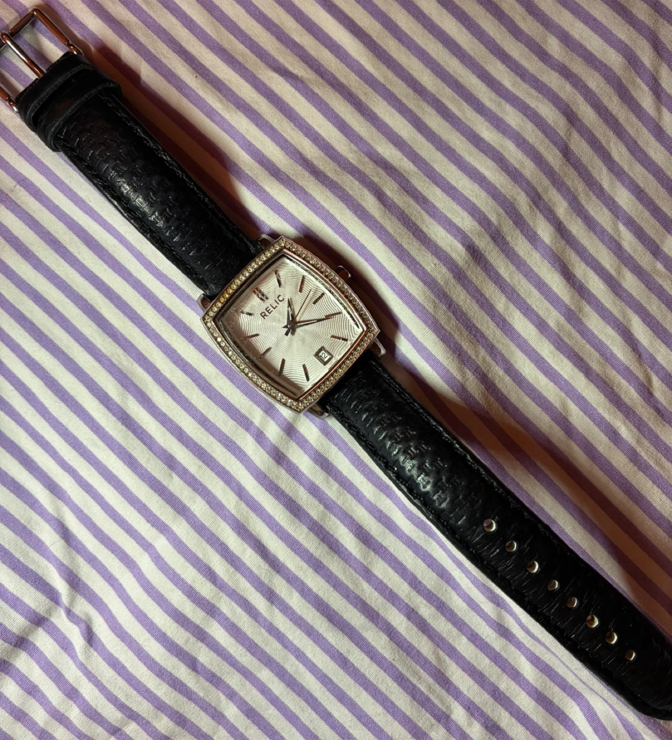 Relic Women's Silver Tone Crystal Bezel Watch
