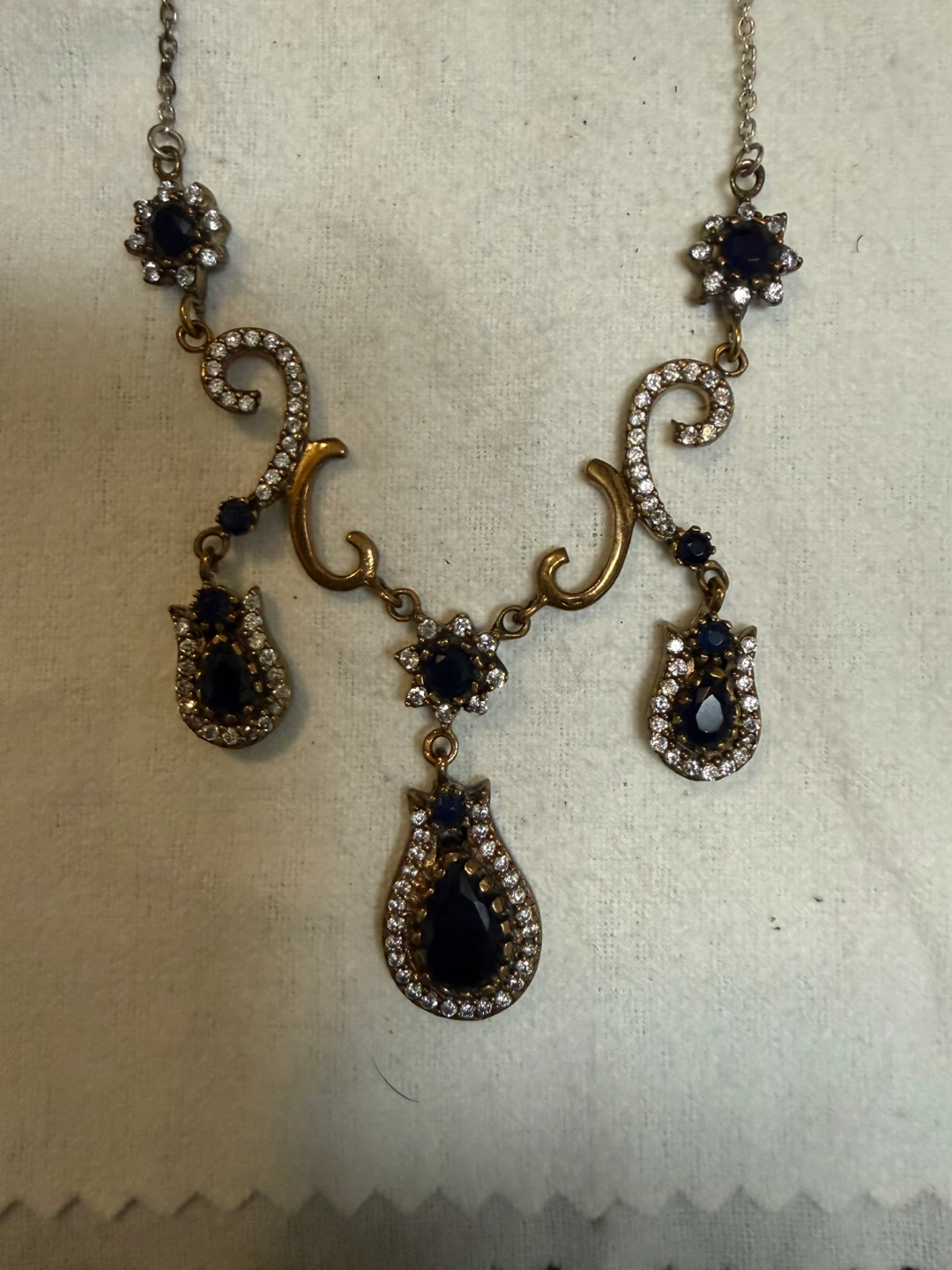 Vintage Turkish Sterling Silver with copper Necklace