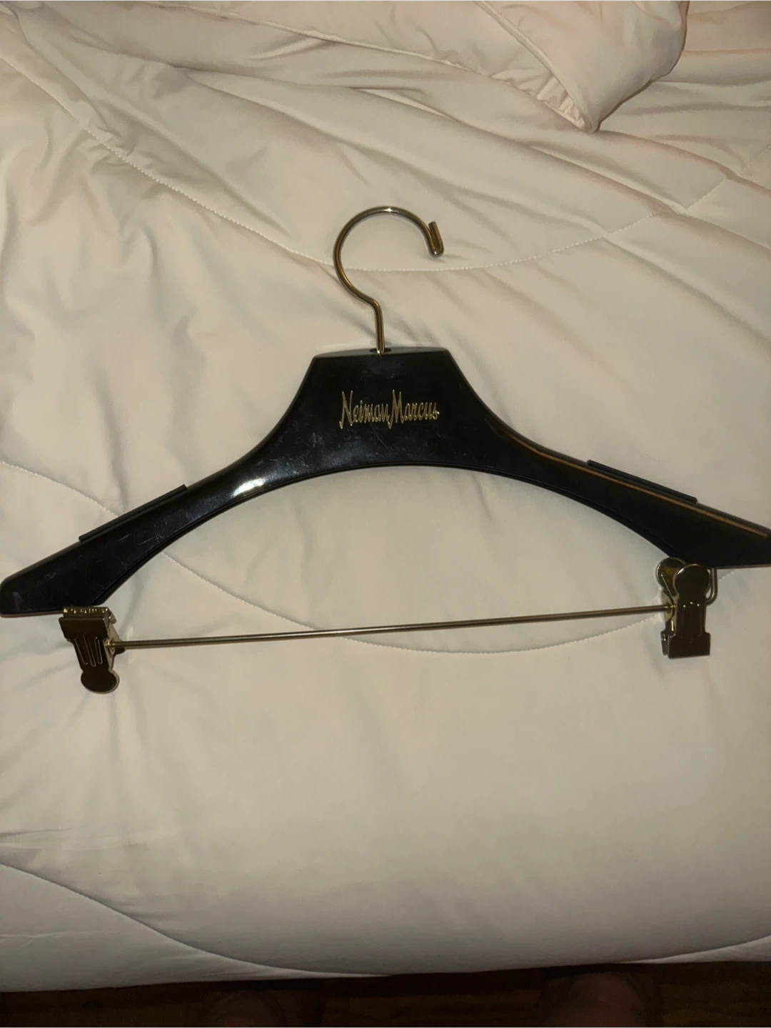 Neiman Marcus Black Hanger with Pant Bar Clips