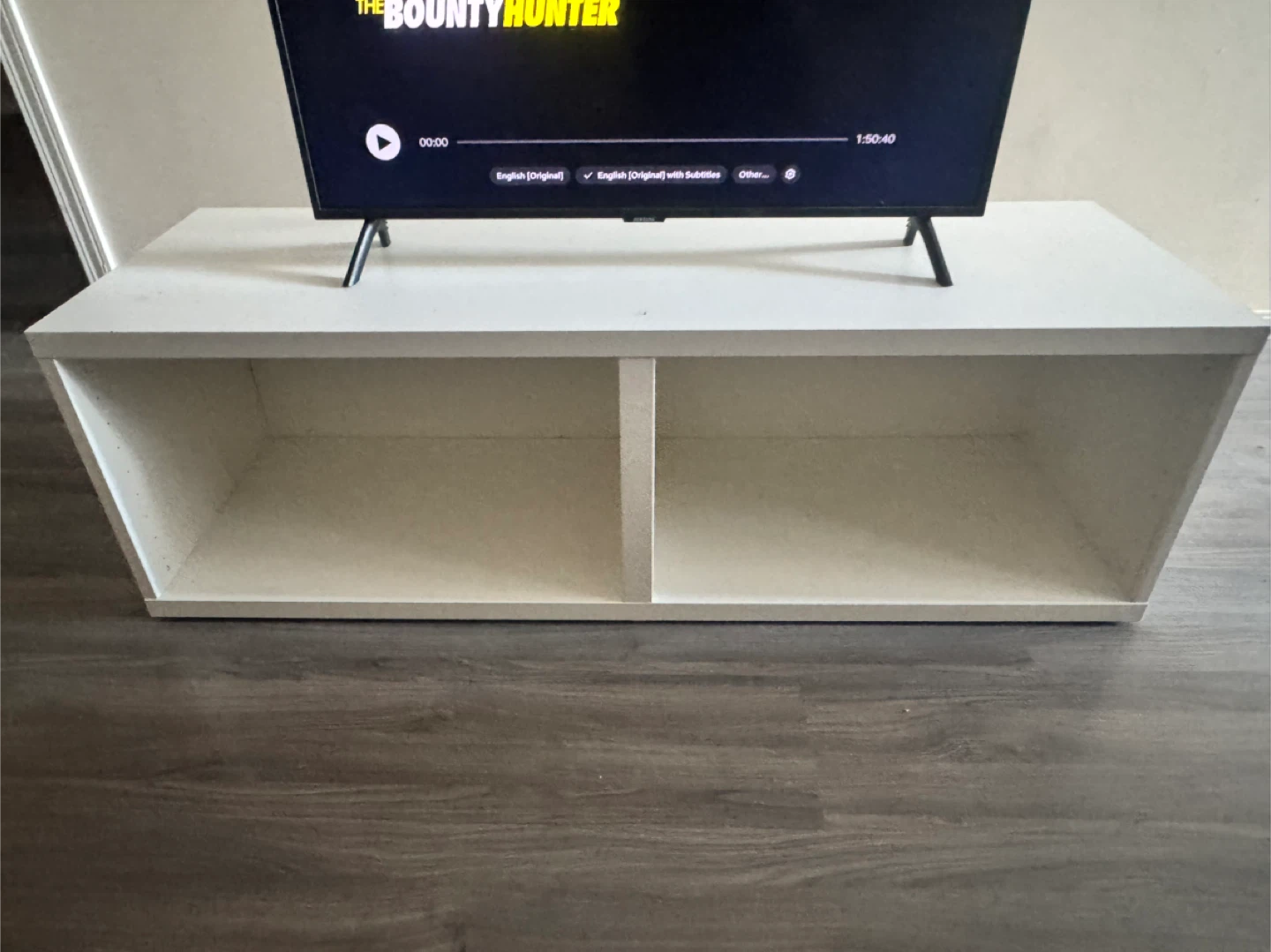 White TV Stand with 2 Shelves - photo 2