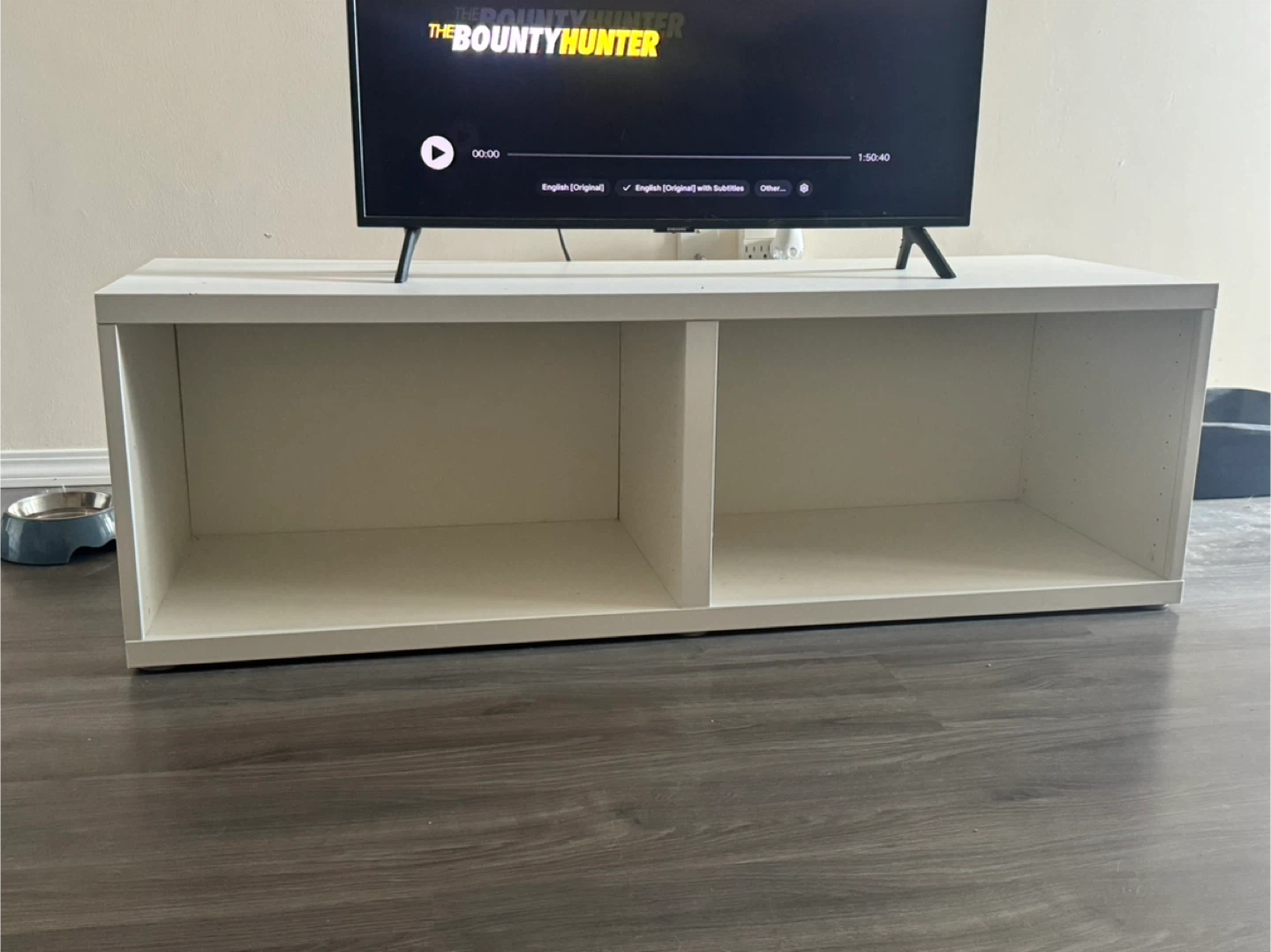 White TV Stand with 2 Shelves - photo 3