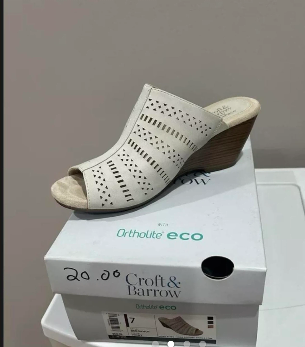 Croft & Barrow Women's Bergamot Wedge Mules - Ivory, Size 7