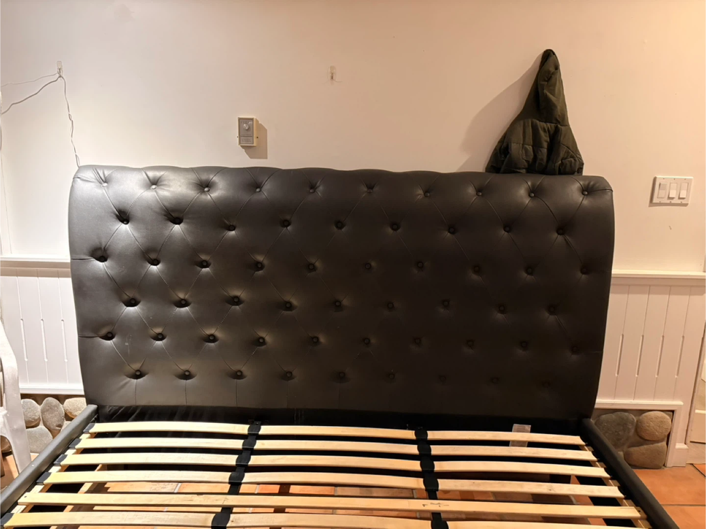 King Size Bed Frame Tufted Faux Leather Platform Bed Frame