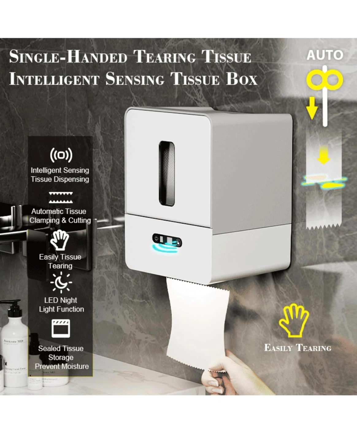 Smart Automatic Paper Towel Dispenser Night Light - Grey SPT1 - photo 4