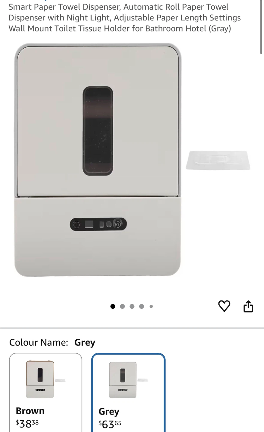 Smart Automatic Paper Towel Dispenser Night Light - Grey SPT1