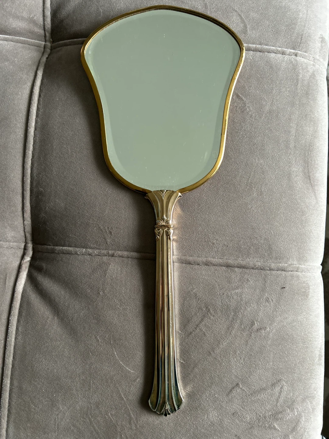 Vintage Ornate Handheld Mirror with Gold Trim - photo 2