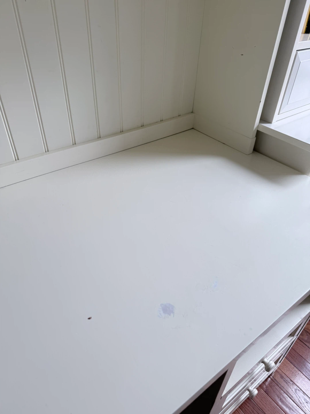 White Wooden Desk with Hutch and Storage - photo 2