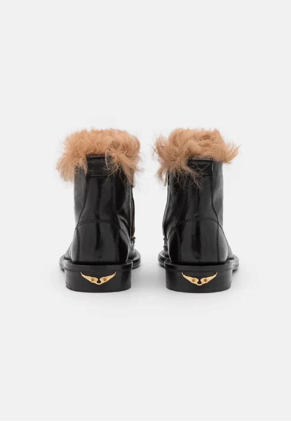 ZADIG & VOLTAIRE Laureen Faux Fur Black Leather Ankle Boots 36 - photo 2