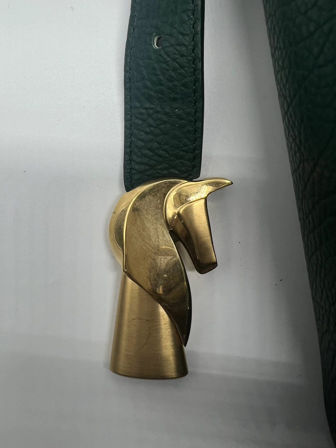 NEW BURBERRY Medium Chess Green Leather Goat Hair Shoulder Bag - photo 4
