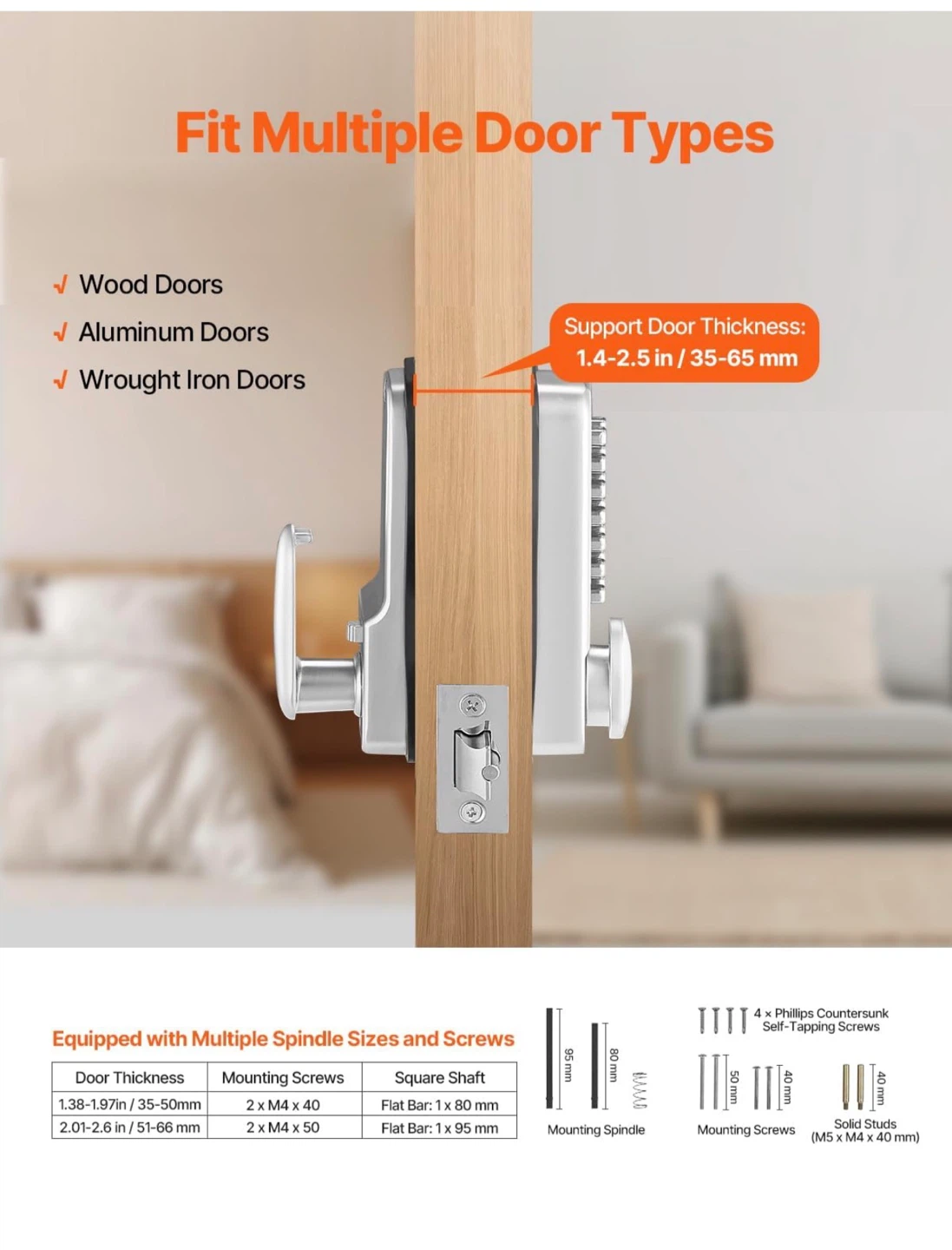 VEVOR Mechanical Keyless Entry Door Lock - Pearl Chrome MK - photo 3
