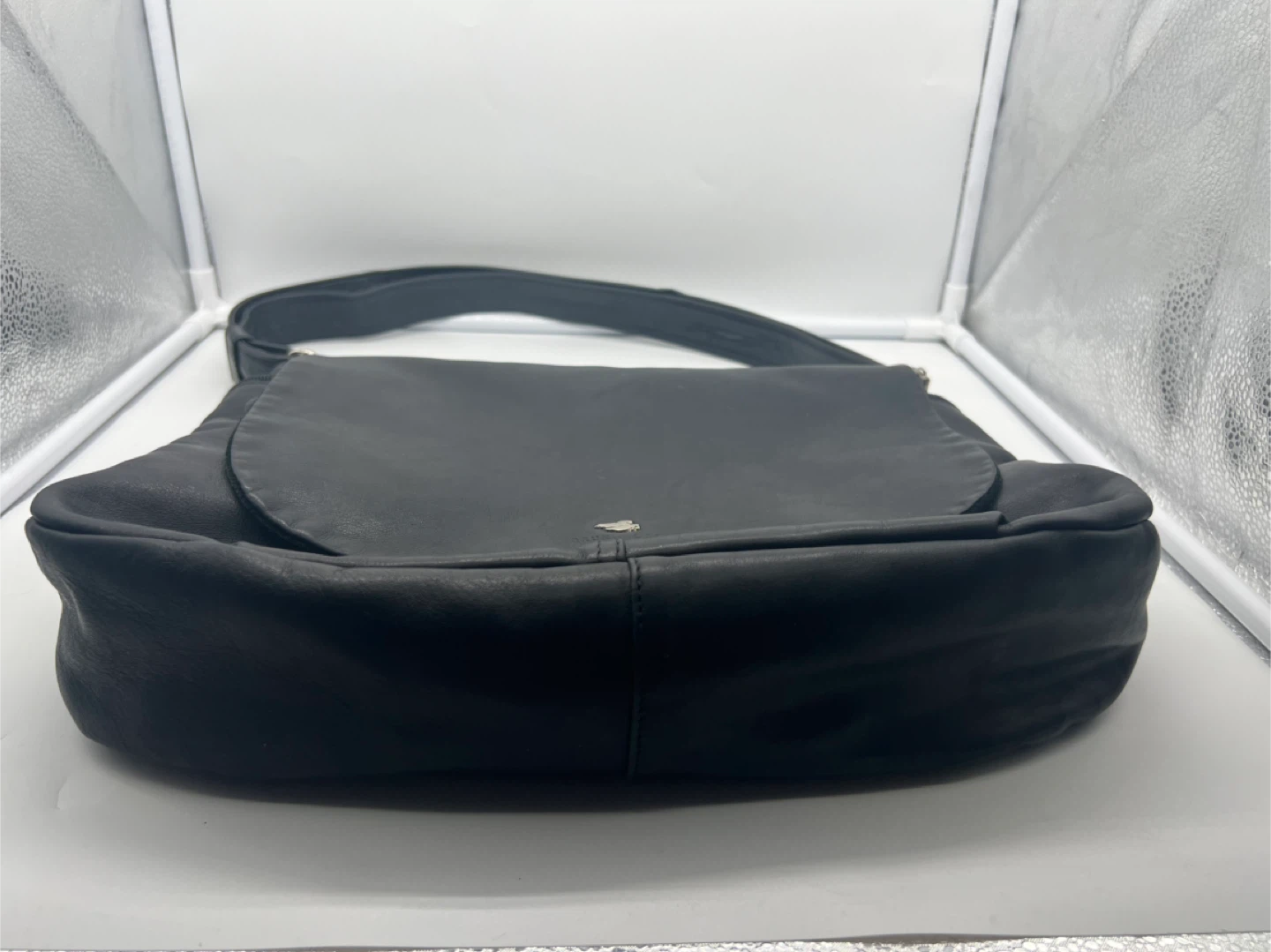 BRUNO ROSSI Black Leather Messenger Crossbody Bag Unisex - photo 5