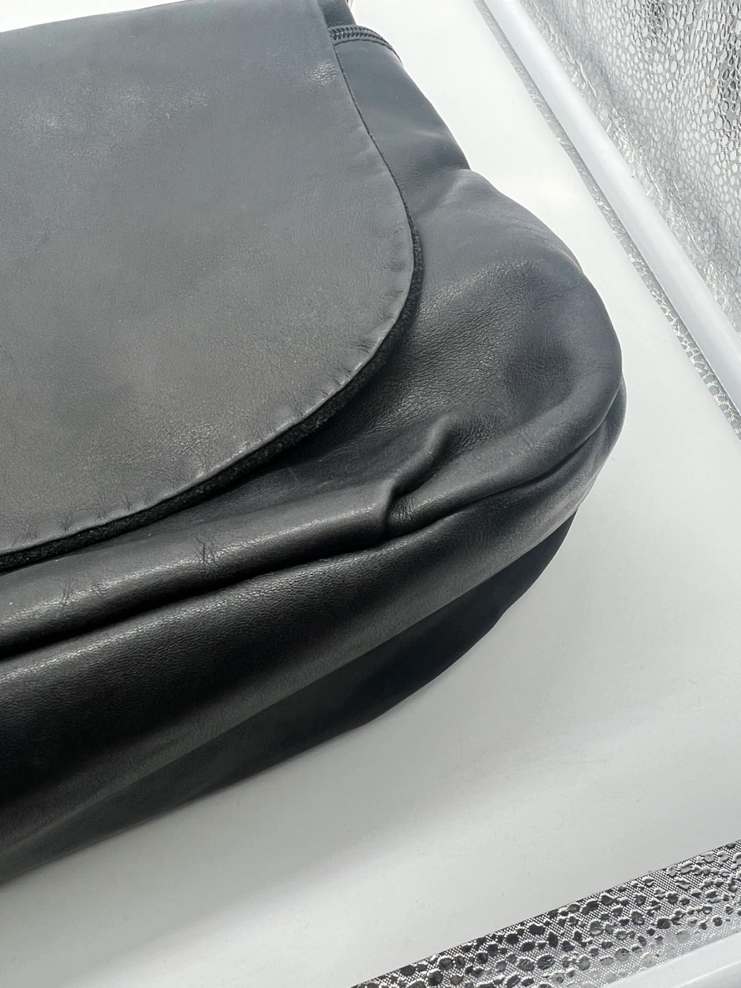 BRUNO ROSSI Black Leather Messenger Crossbody Bag Unisex - photo 4