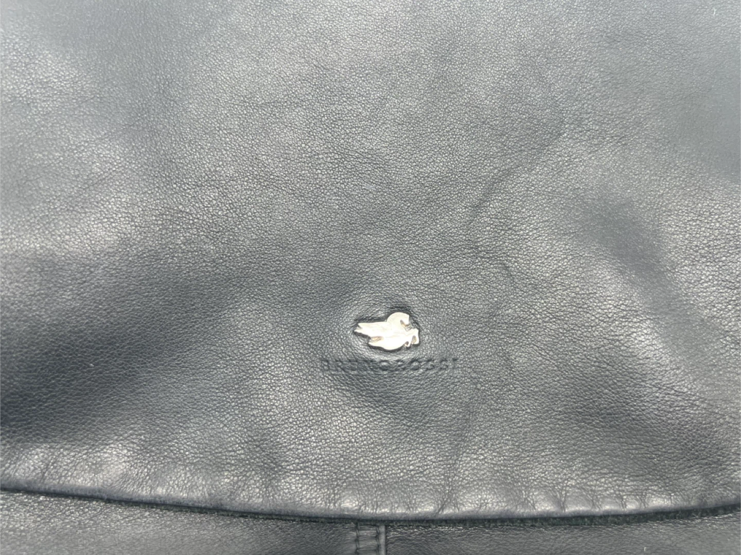 BRUNO ROSSI Black Leather Messenger Crossbody Bag Unisex - photo 2