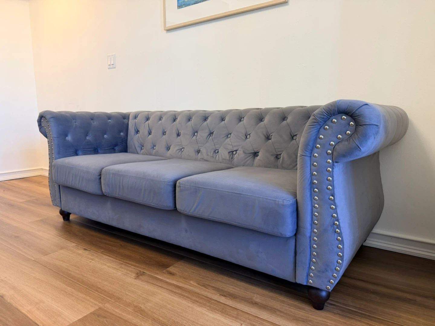 Dark Gray Velvet 3+ Seater Sofa - photo 4