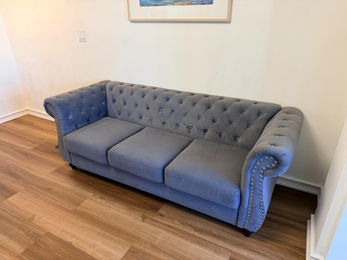 Dark Gray Velvet 3+ Seater Sofa - photo 3