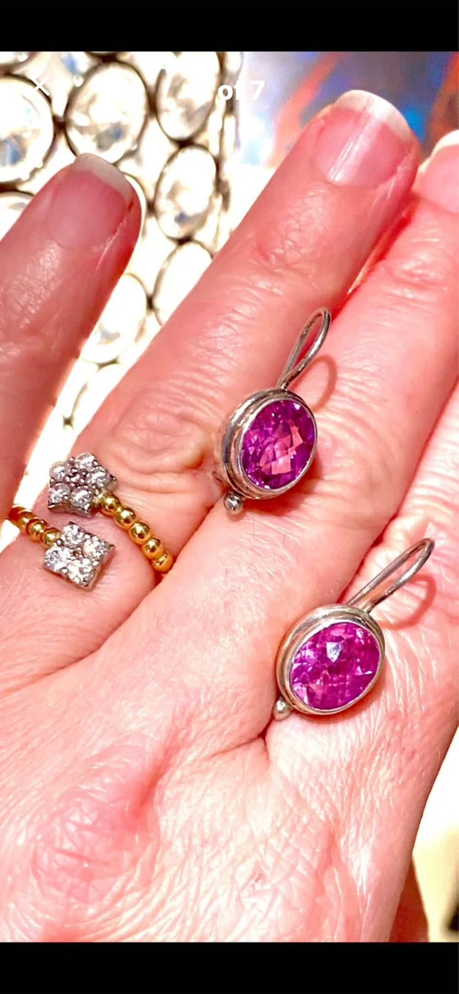 💖Sarda 4-Carat Pink Sapphire Earrings in SS - photo 2